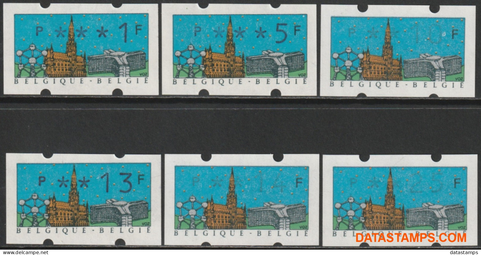 België 1990 - Mi:autom 22 II, Yv:TD 29, OBP:ATM 80 Set, Machine Stamp - XX - Belgica 80 - Nuovi