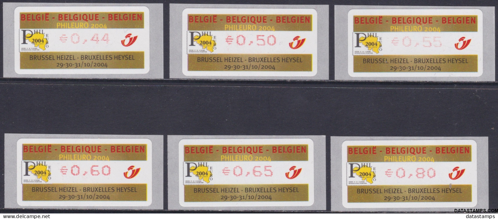 België 2004 - Mi:autom 56, Yv:TD 64, OBP:ATM 113 S5, Machine Stamp - XX - Phil Euro 2004 - Neufs