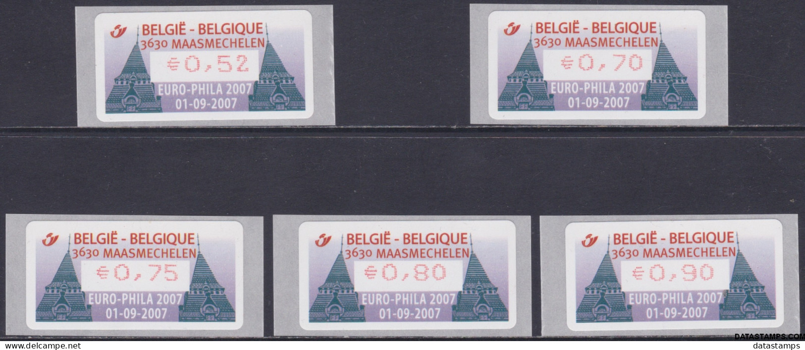 België 2007 - Mi:autom 61, Yv:TD 69, OBP:ATM 118 S9, Machine Stamp - XX - Europhila 2007 - Postfris