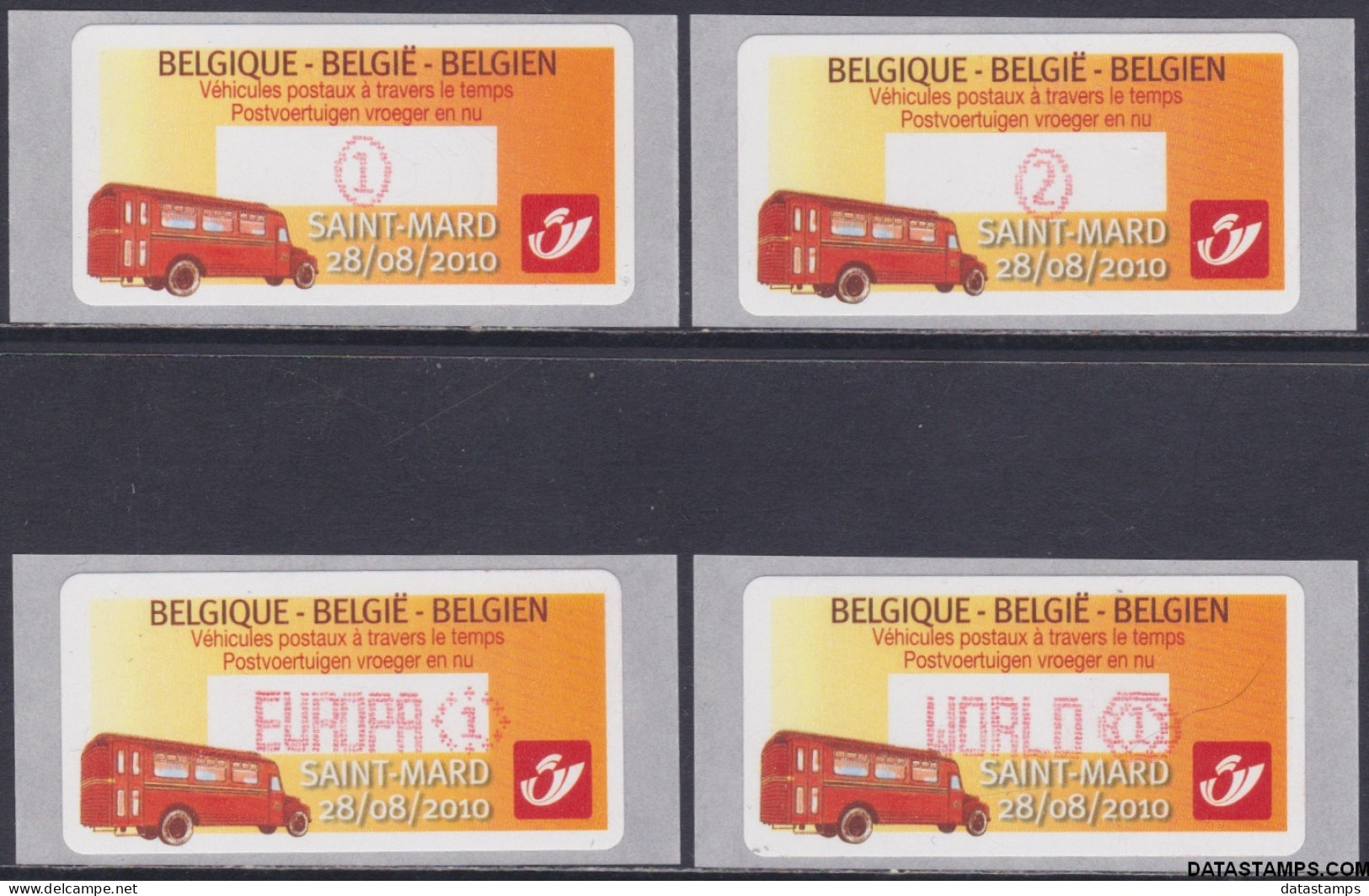 België 2010 - Mi:autom 70, Yv:TD 78, OBP:ATM 127 S 11, Machine Stamp - XX - Postal Vehicles Then And Now - Neufs