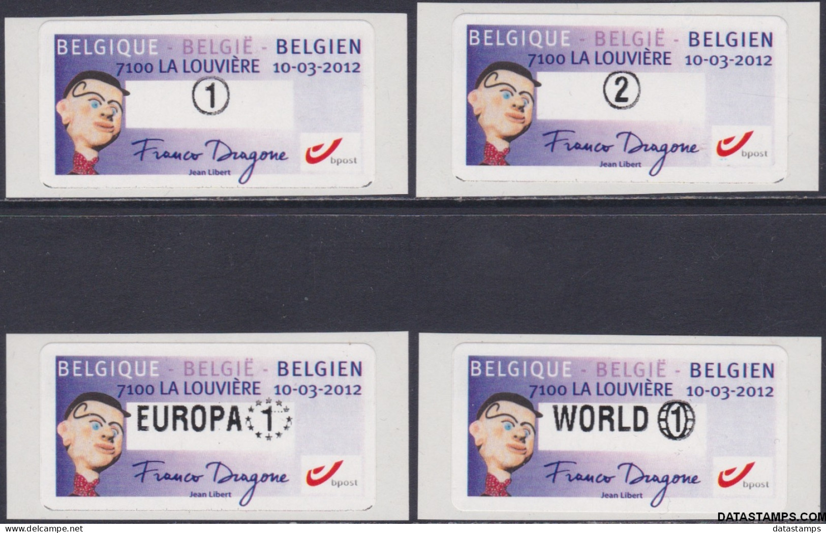 België 2012 - Mi:autom 80, Yv:TD 88, OBP:ATM 137 S13, Machine Stamp - XX - Free Dragone Jean Libert - Mint