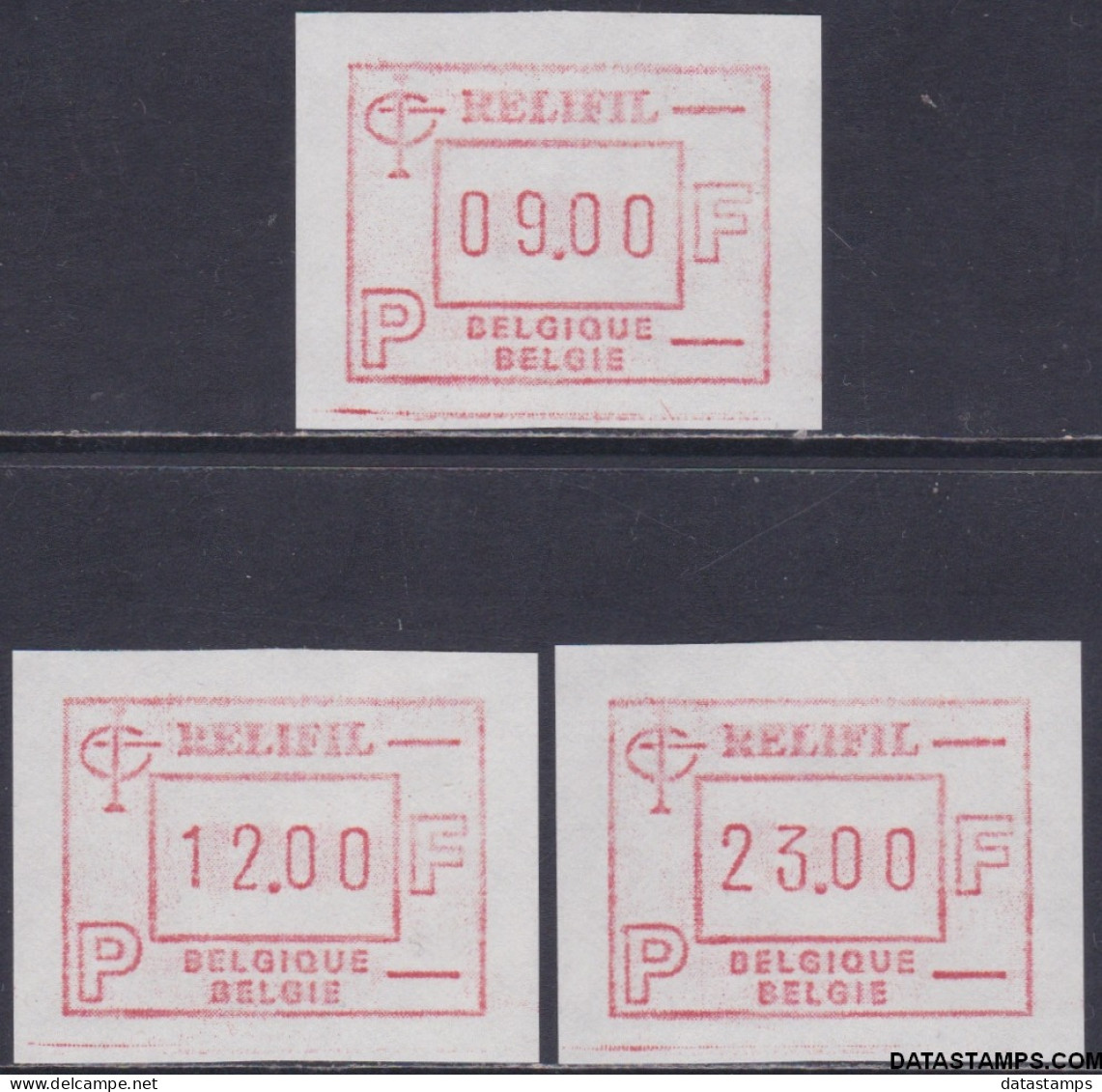 België 1985 - Mi:autom 4, Yv:TD 10, OBP:ATM 60 Set, Machine Stamp - XX - Relifil - Postfris