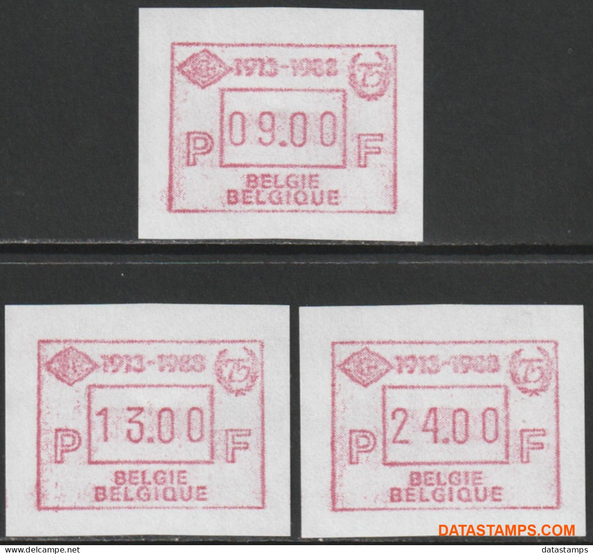 België 1988 - Mi:autom 15, Yv:TD 21, OBP:ATM 72 Set, Machine Stamp - XX - Bch 1913-1988 - Ungebraucht