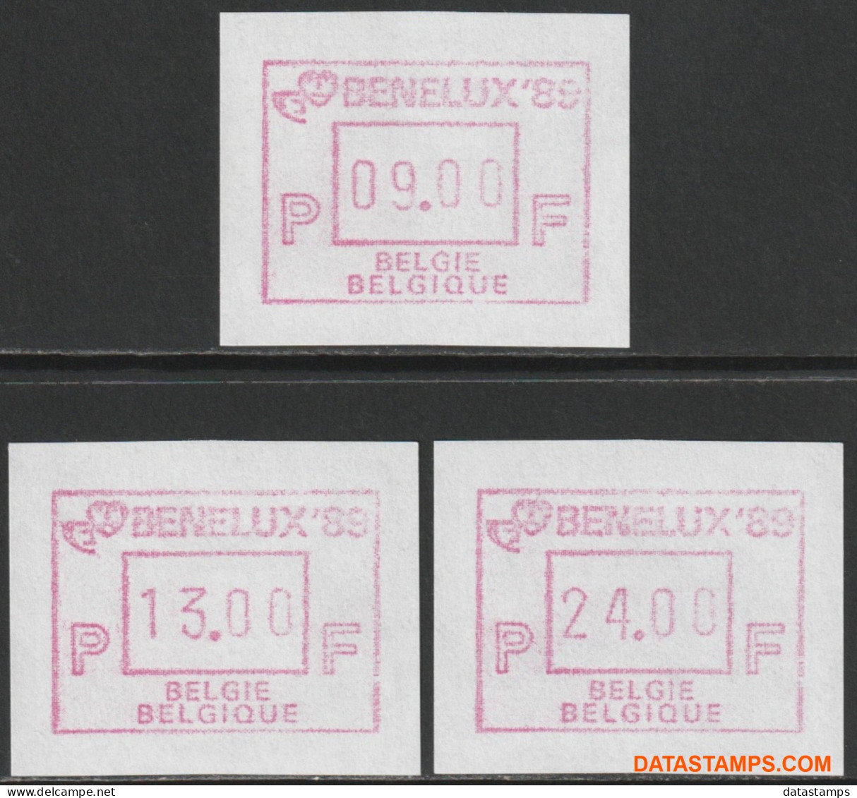 België 1989 - Mi:autom 19, Yv:TD 25, OBP:ATM 76 Set, Machine Stamp - XX - Benelux 89 9-13-24 - Ungebraucht