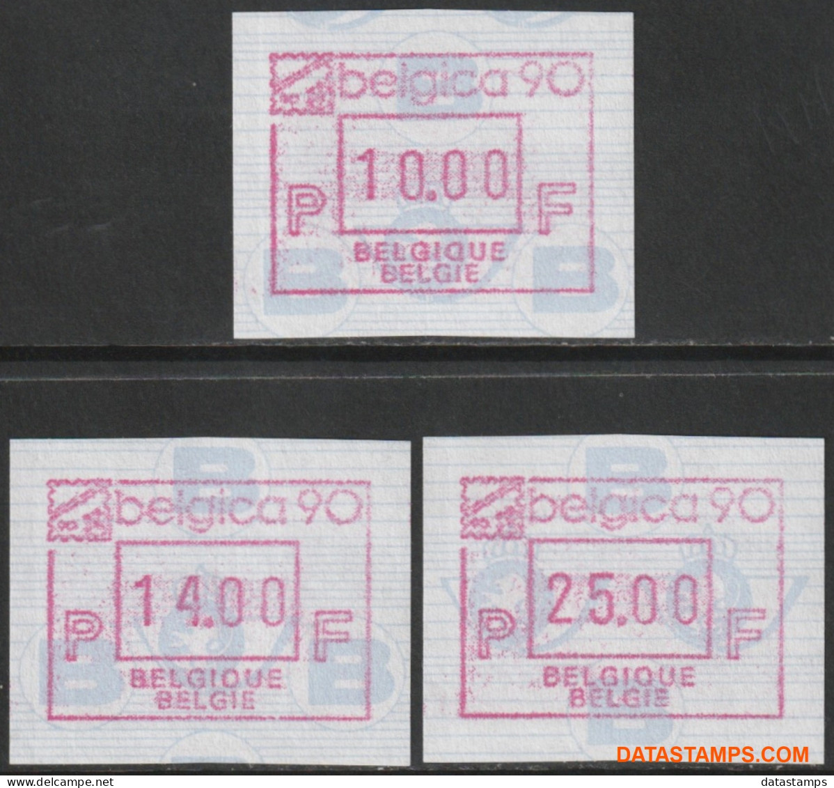 België 1990 - Mi:Autom 21, Yv:TD 27 I, OBP:ATM 78 Set, Machine Stamp - XX - Belgica 90 - Ungebraucht