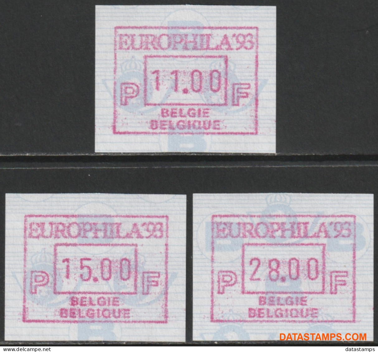 België 1993 - Mi:Autom 28, Yv:TD 37, OBP:ATM 88 Set, Machine Stamp - XX - Antwerp 93 - Nuovi