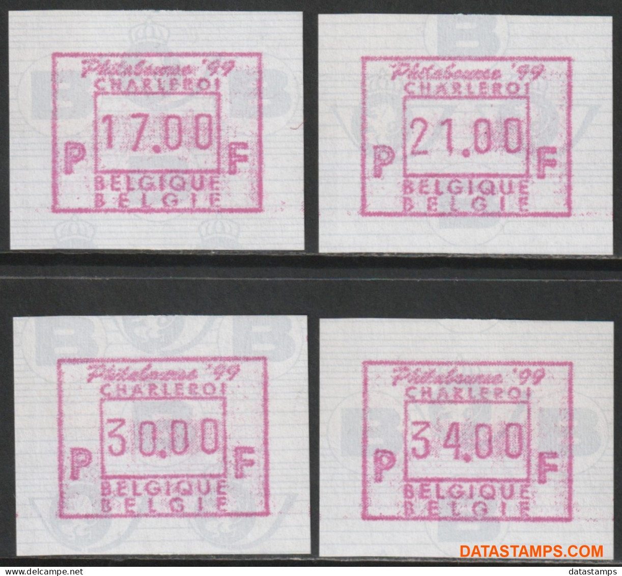 België 1999 - Mi:autom 38, Yv:TD 47, OBP:ATM 98 Set, Machine Stamp - XX - Philabourse 99 - Mint