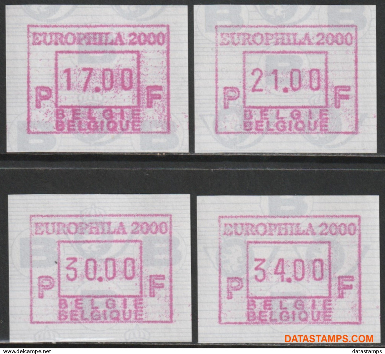 België 2000 - Mi:Autom 41, Yv:TD 50, OBP:ATM 101 Set, Machine Stamp - XX - Europhila 2000 - Neufs