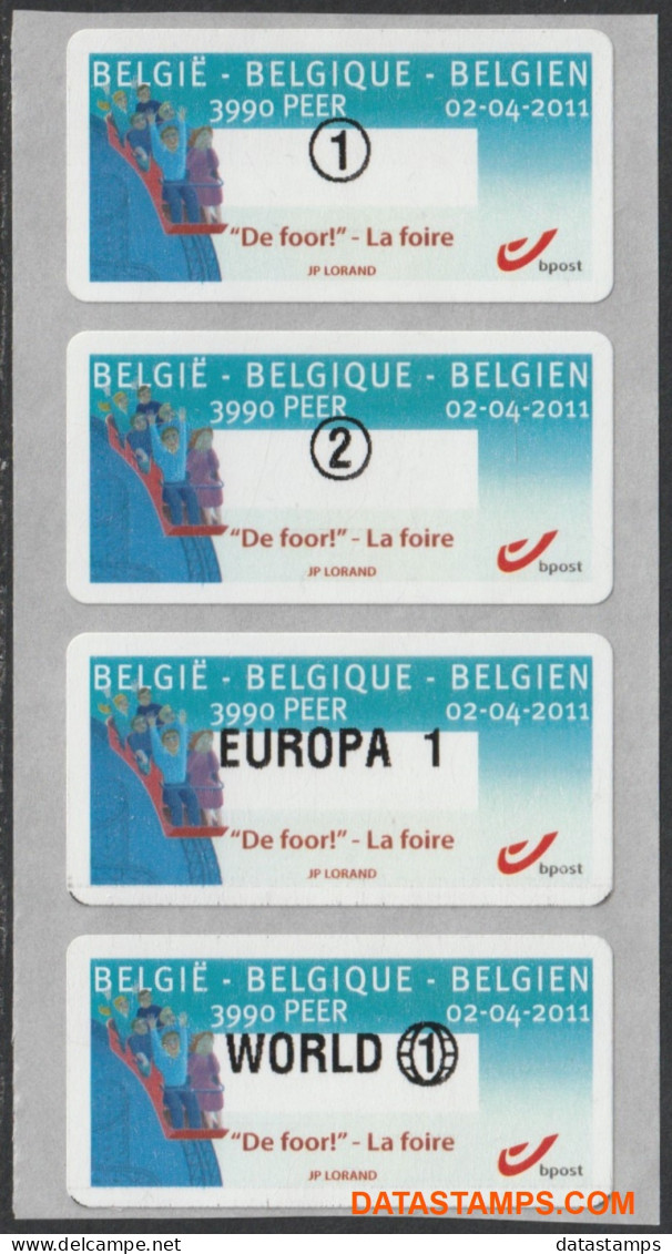 België 2011 - Mi:Autom 73, Yv:TD 81, OBP:ATM 130 Set, Machine Stamp - XX - The Foor - Neufs