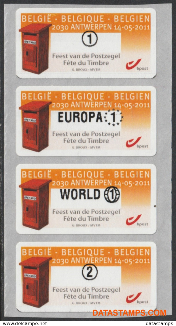 België 2011 - Mi:Autom 76, Yv:TD 82, OBP:ATM 133 Set, Machine Stamp - XX - Feast Of The Stamp - Nuovi