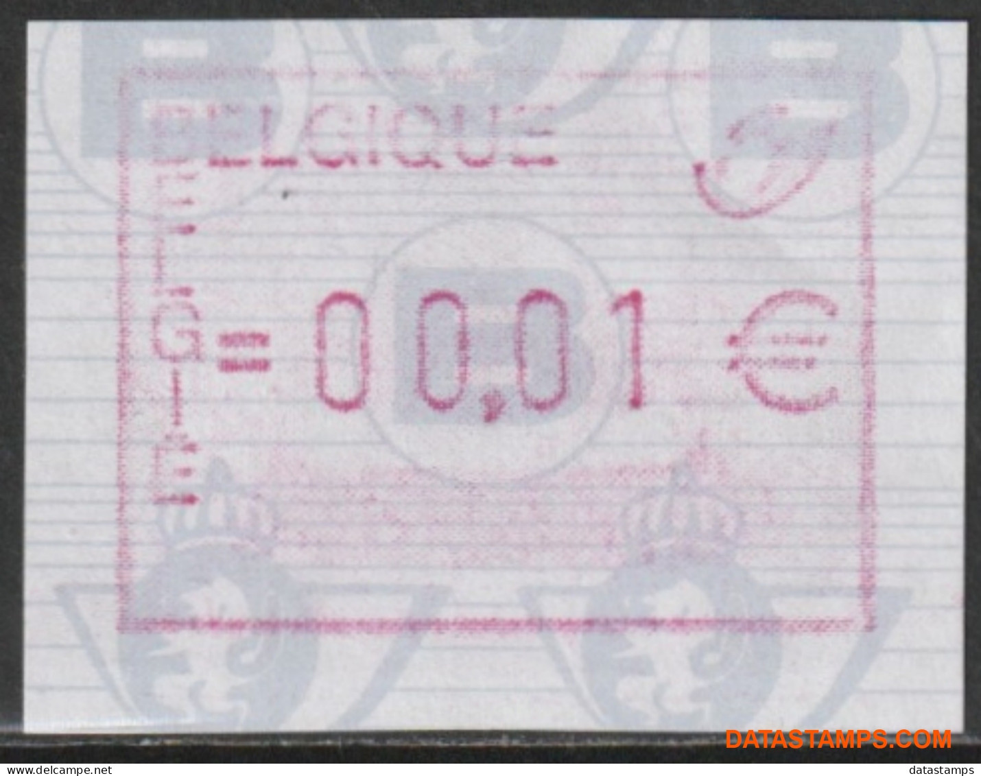 België 2001 - OBP:ATM 107 IV/TE, Machine Stamp - XX - Mailing Vignette In Euro Inkblot - Mint