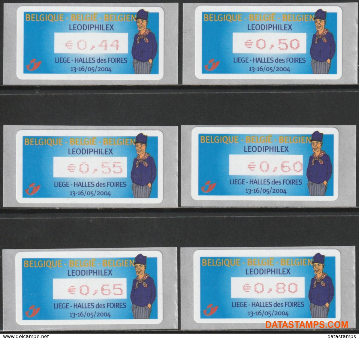 België 2004 - Mi:Autom 54, Yv:TD 62, OBP:ATM 111 Set, Machine Stamp - XX - Leodiphilex Comma - Nuovi