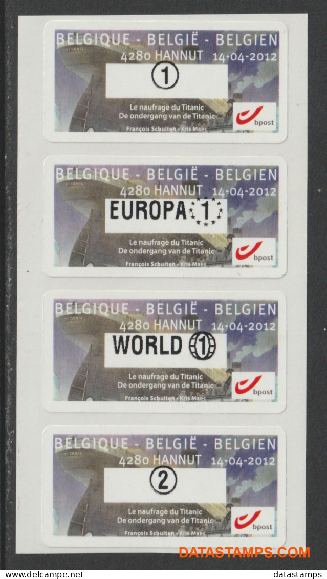 België 2012 - Mi:Autom 81, Yv:TD 89, OBP:ATM 138 Set, Machine Stamp - XX - - Nuovi