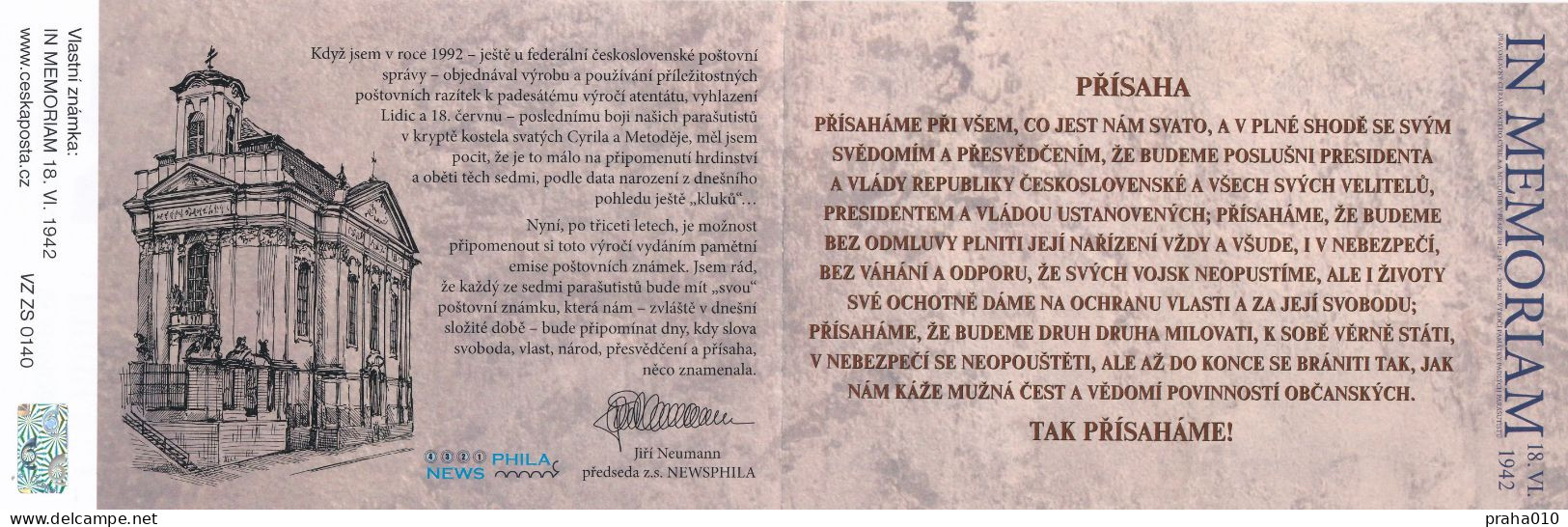 Czech Rep. / My Own Stamps (2022) VZ ZS 0140 (o): IN MEMORIAM 1942 (stamp Booklet) / WW2 - Gebruikt