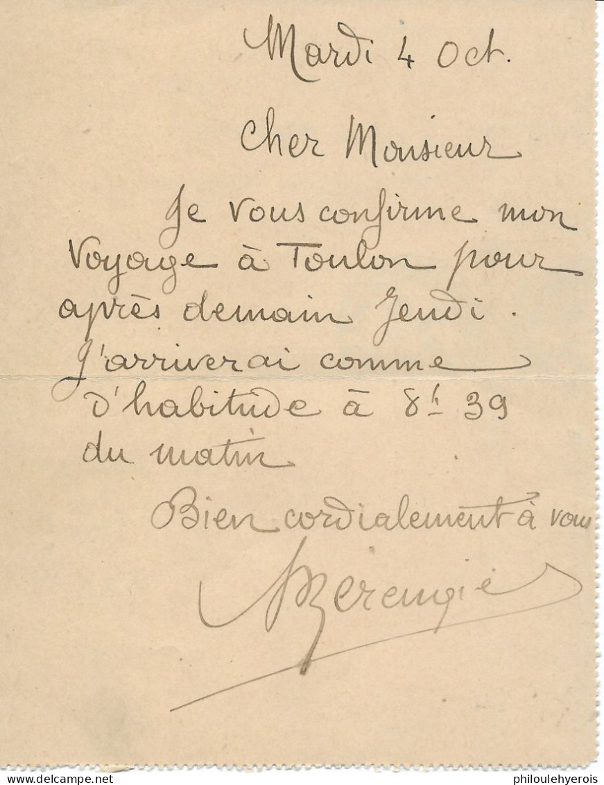MARSEILLE Carte Lettre De 1910 Pour TOULON Cie Des Eaux - Non Classés