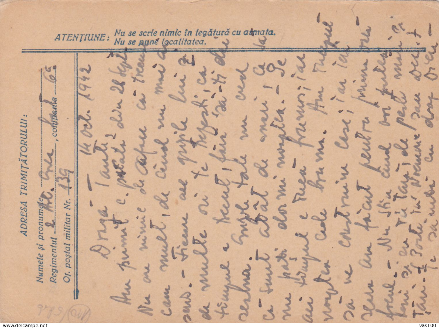 Romania, 1942, WWII Military Censored CENSOR ,POSTCARD STATIONERY  POSTMARK BUCURESTI,OPM # 139 - 2. Weltkrieg (Briefe)