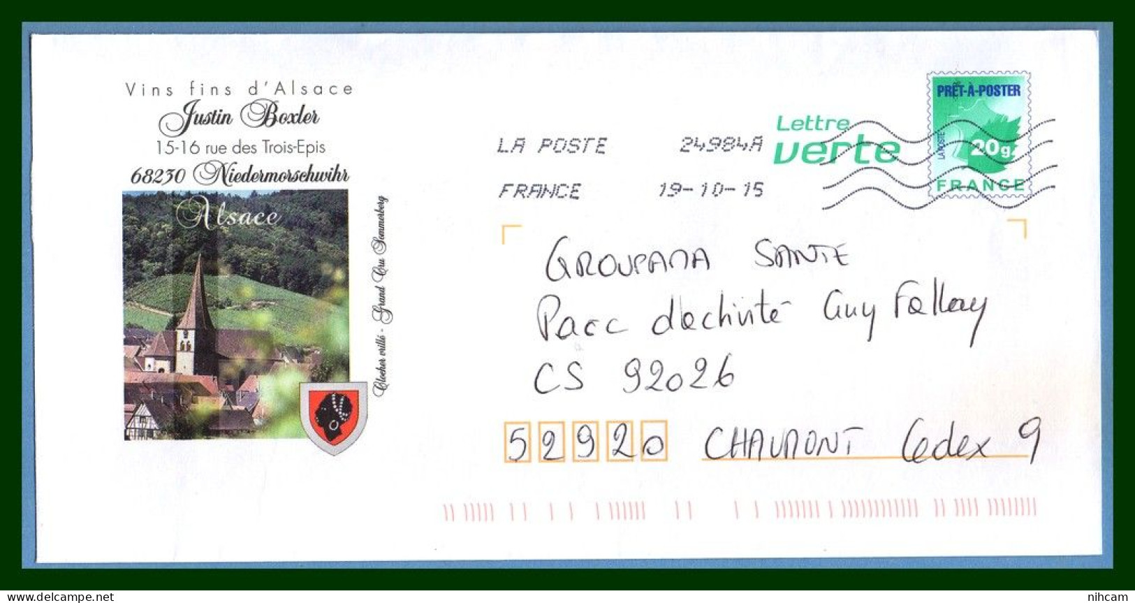 PAP LV Repiqué Vins Fins D'Alsace Justin Boxler 68 Niedermorschwihr OMEC 2014 (sans Rabat) - Prêts-à-poster: Repiquages Privés