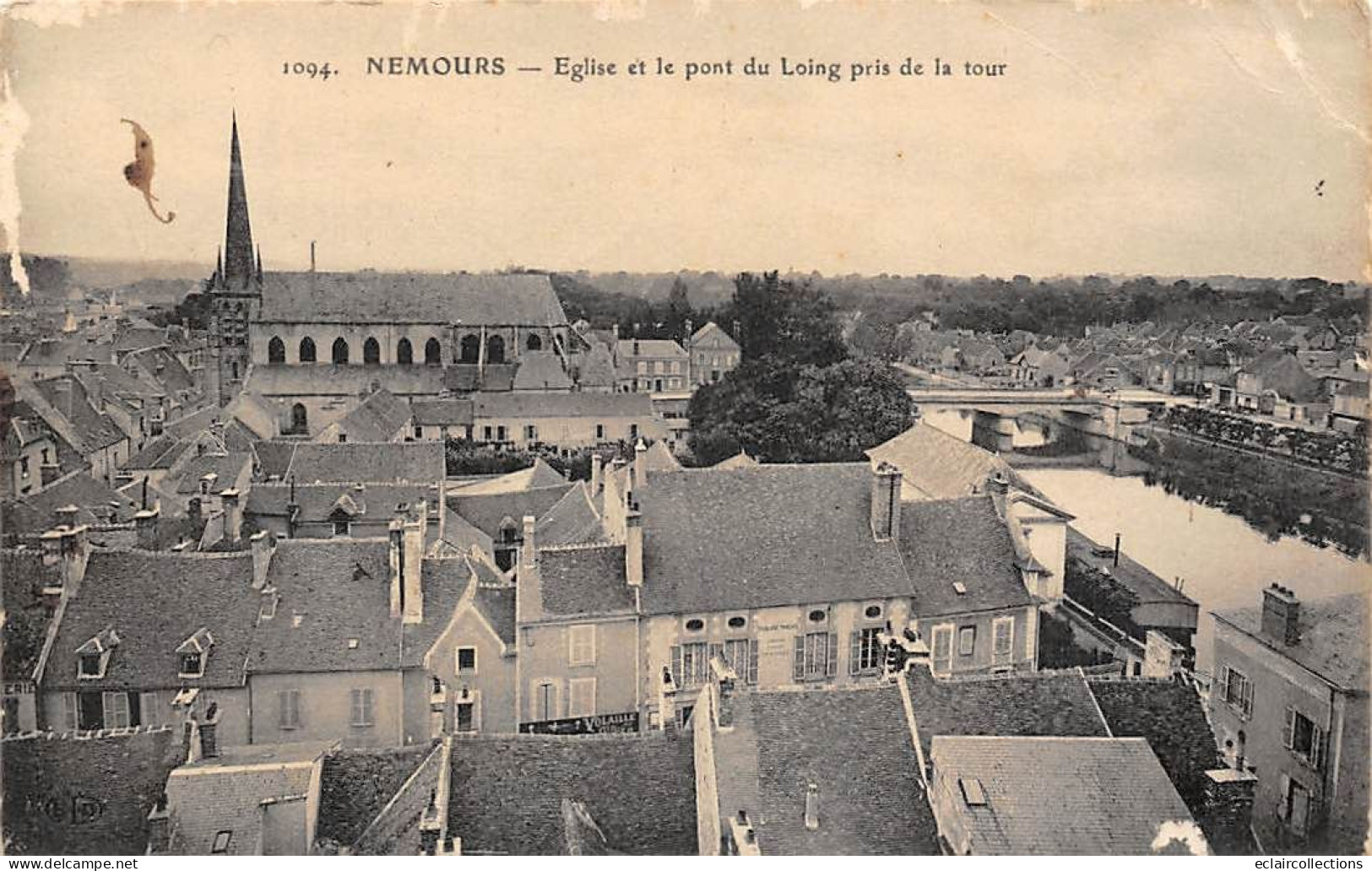 Nemours        77         Eglise Et Le Pont Du Loing      (voir Scan) - Nemours