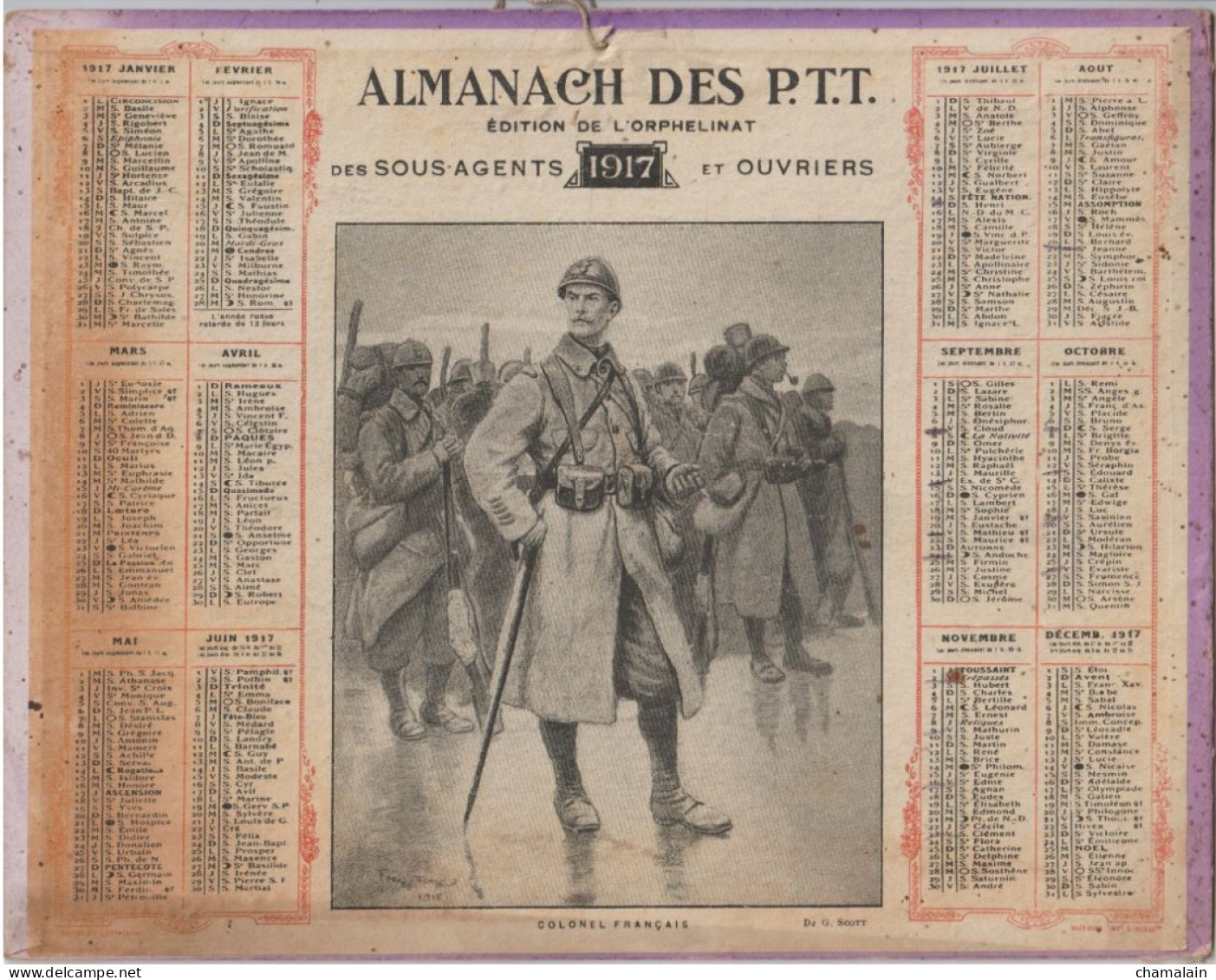 ALMANACH Des P.T.T  Année 1917 - Edition De L'Orphelinat Des Sous-Agents Et Ouvriers. Meurthe & Moselle - Grand Format : 1901-20