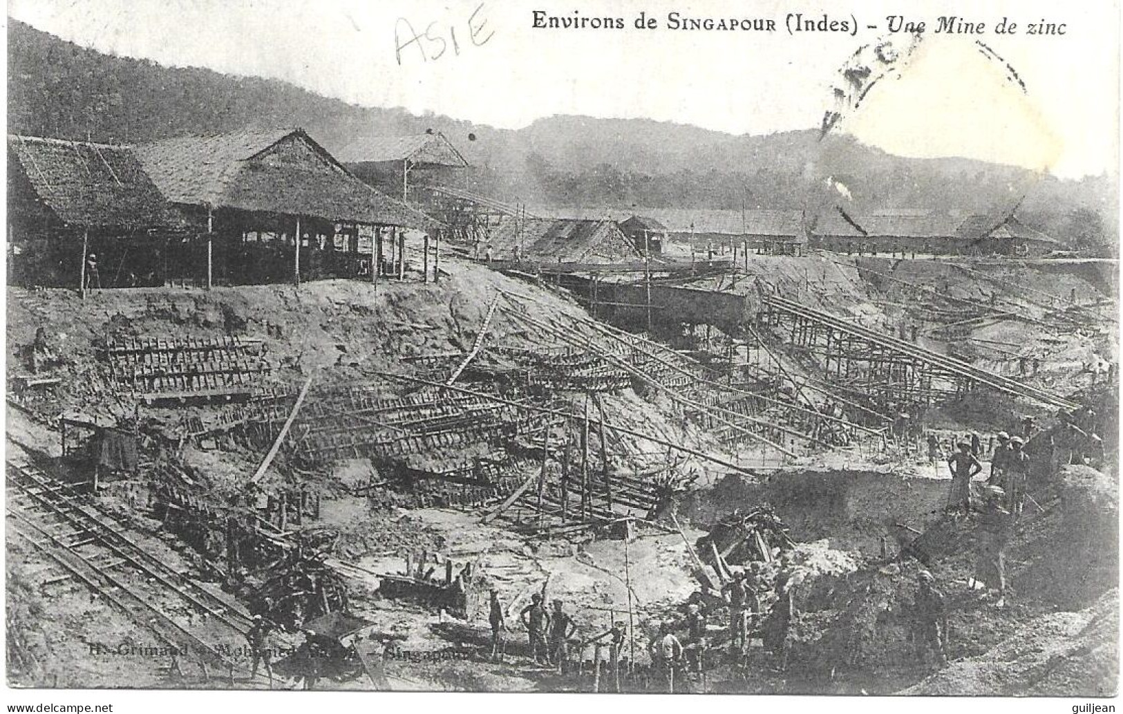 METIERS INDUSTRIE - MINE DE ZINC En ASIE - Environs De SINGAPOUR (Indes) - Circulé 1911 - - Mines