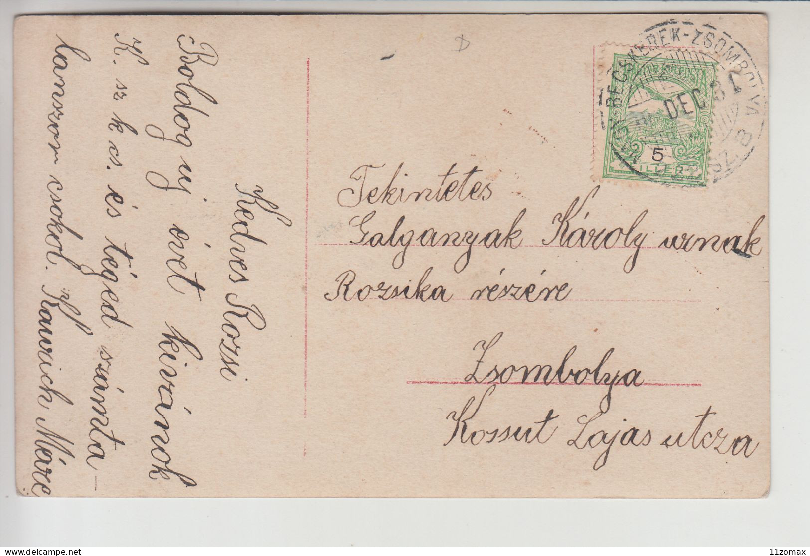 TPO 222 NAGYBECSKEREK – ZSOMBOLYA Ambulant Cancelation, Bahnpoststempel Mozgoposta Hungary, Banat, Serbia, Romania - Temesvár