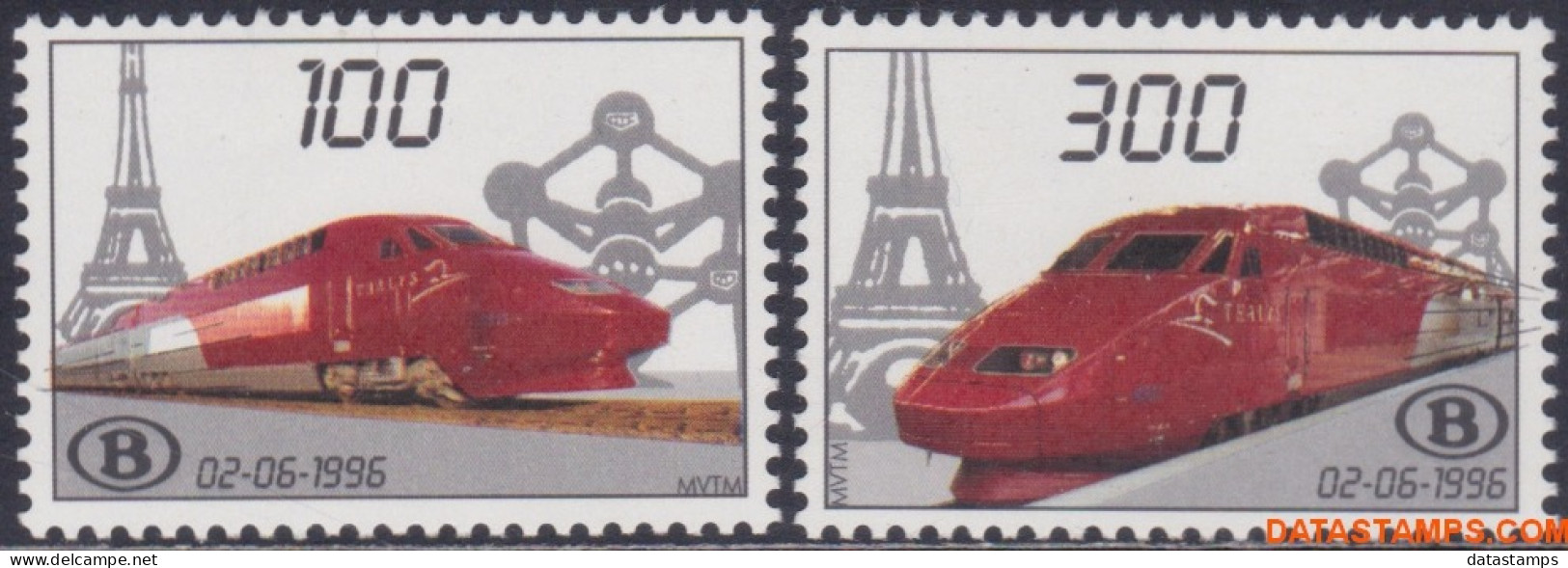 België 1996 - OBP:TRV 1/2, Railway Vignettes - XX - Thalys High Speed Train - 1996-2013 Labels [TRV]