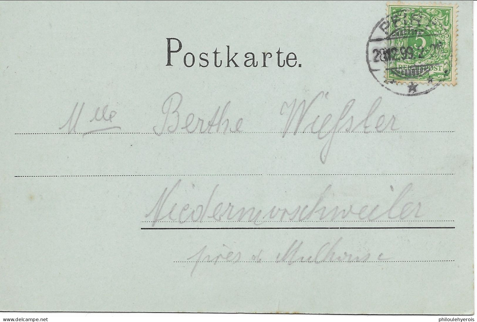 CPA 68 FERRETTE - PFIRT 1899 Pour NIEDERMORSCHWILLER - MORSCHWILLER LE BAS - Ferrette