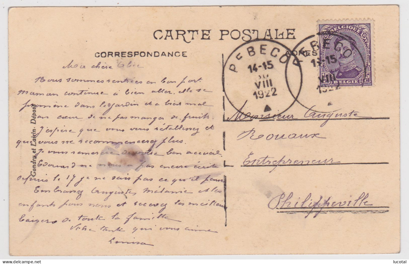 Rebecq - Rue Du Pont - A Gauche Café Du Centre, Boucherie - 1922 - Edit. Albert / Gondry Et Lairin - Rebecq