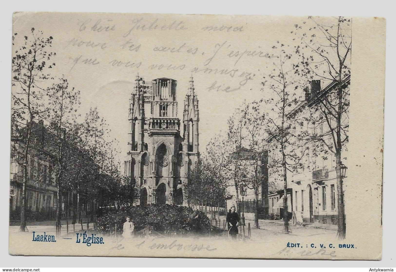 Brussels Laeken Eglise Notre-Dame ,Avenue De La Reine , Circulé,  Voyagé En 1903y. G108 - Laeken