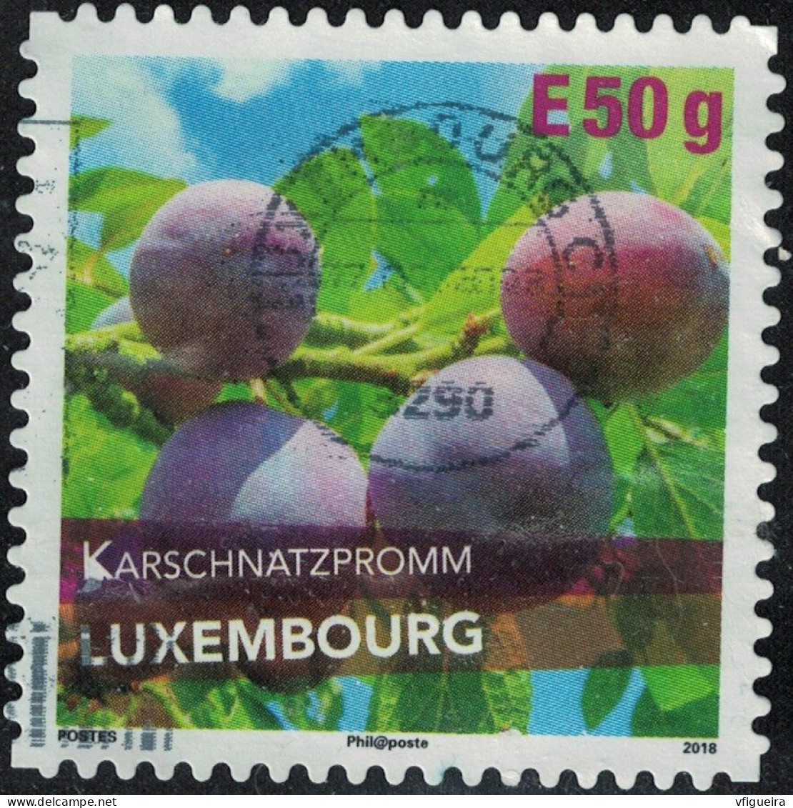 Luxembourg 2018 Oblitéré Used Fruits Karschnatzpromm Variété De Prune Y&T LU 2131 SU - Usati