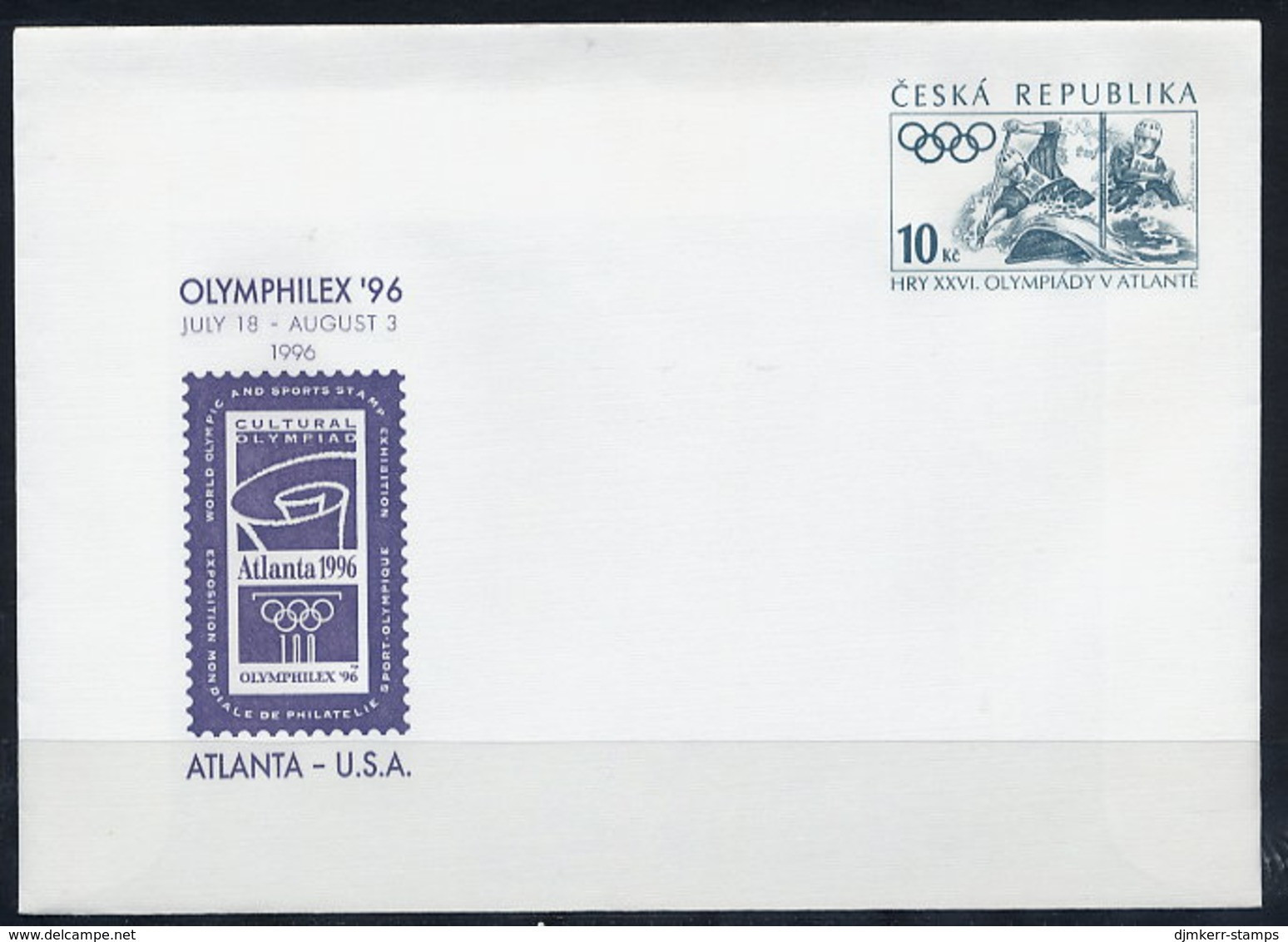 CZECH REPUBLIC 1996 10 Kc Envelope OLYMPHILEX '96 Unused.  Michel U3 - Omslagen
