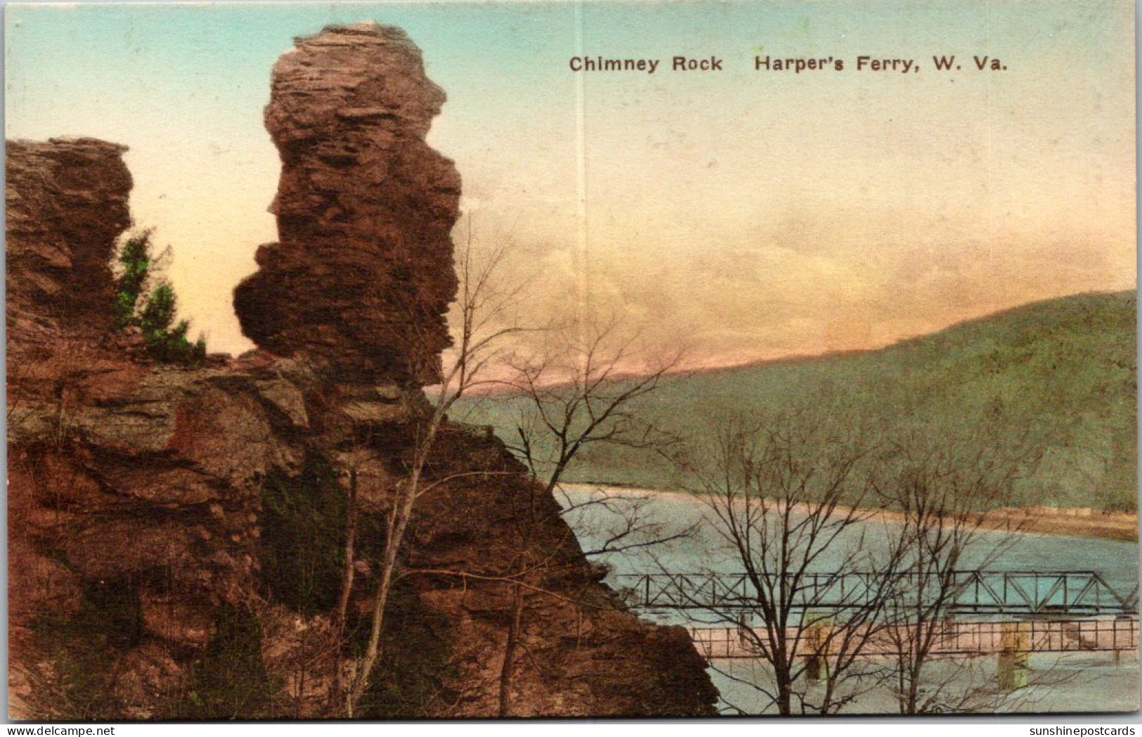 West Virginia Harper's Ferry Chimney Rock Handcolored Albertype - Andere & Zonder Classificatie
