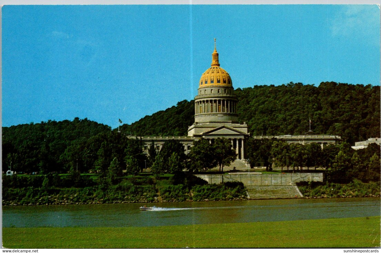 West Virginia Charleston State Capitol Building Viewed From Across The Kanawha River - Charleston