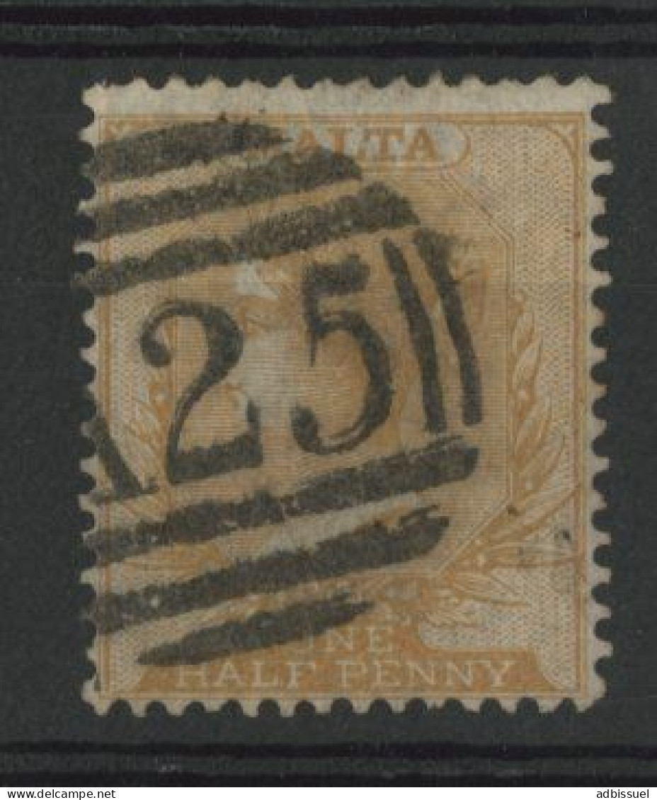 MALTE 1875 N° 3b Brun Orange, Filigrane "CC", Oblitération "A 25". - Malta