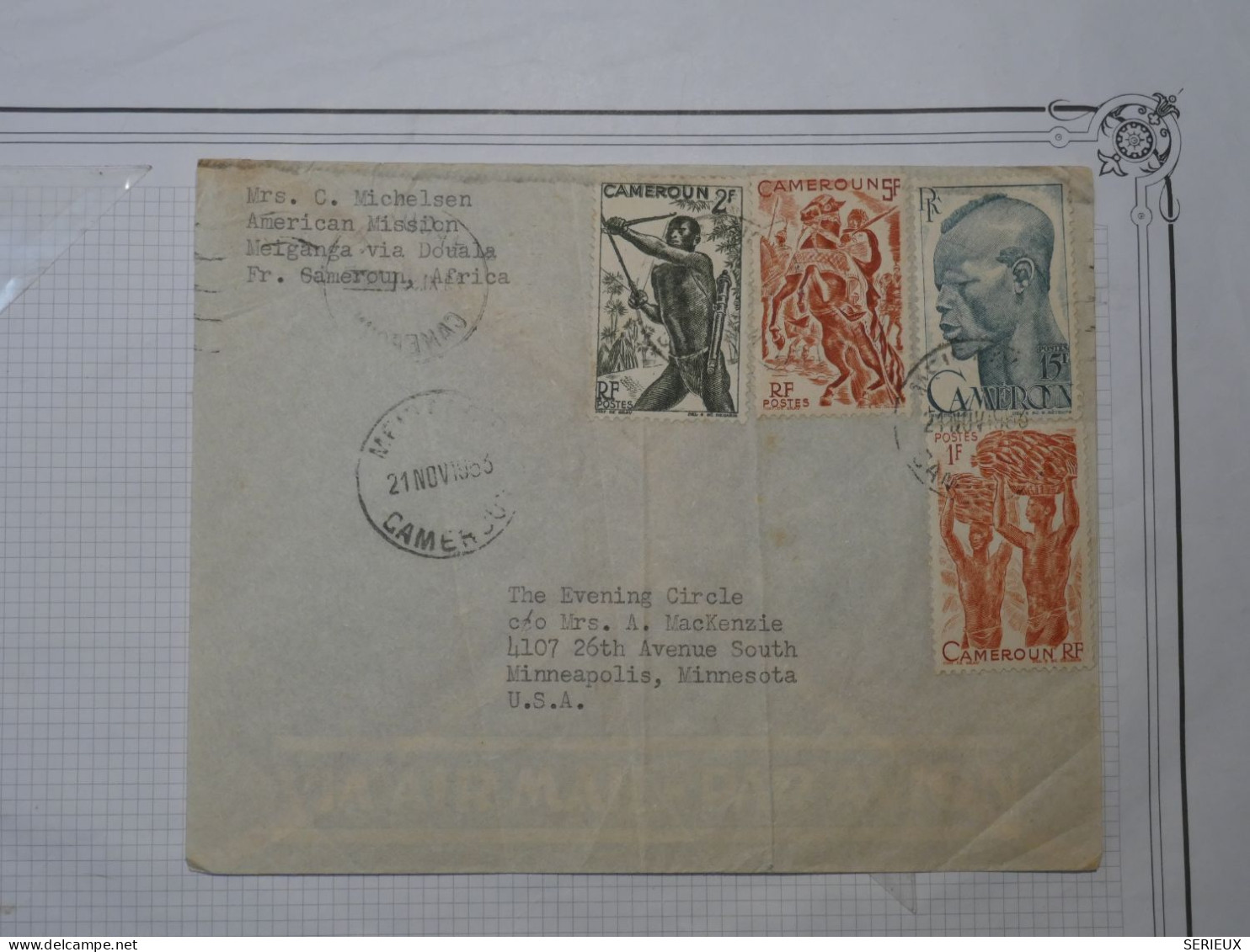 AR 23 CAMEROUN   BELLE  LETTRE RR  1953 PETIT BUREAU METGANGA A MINNEAPOLIS U.S.A + +AFFR. PLAISANT++ - Covers & Documents