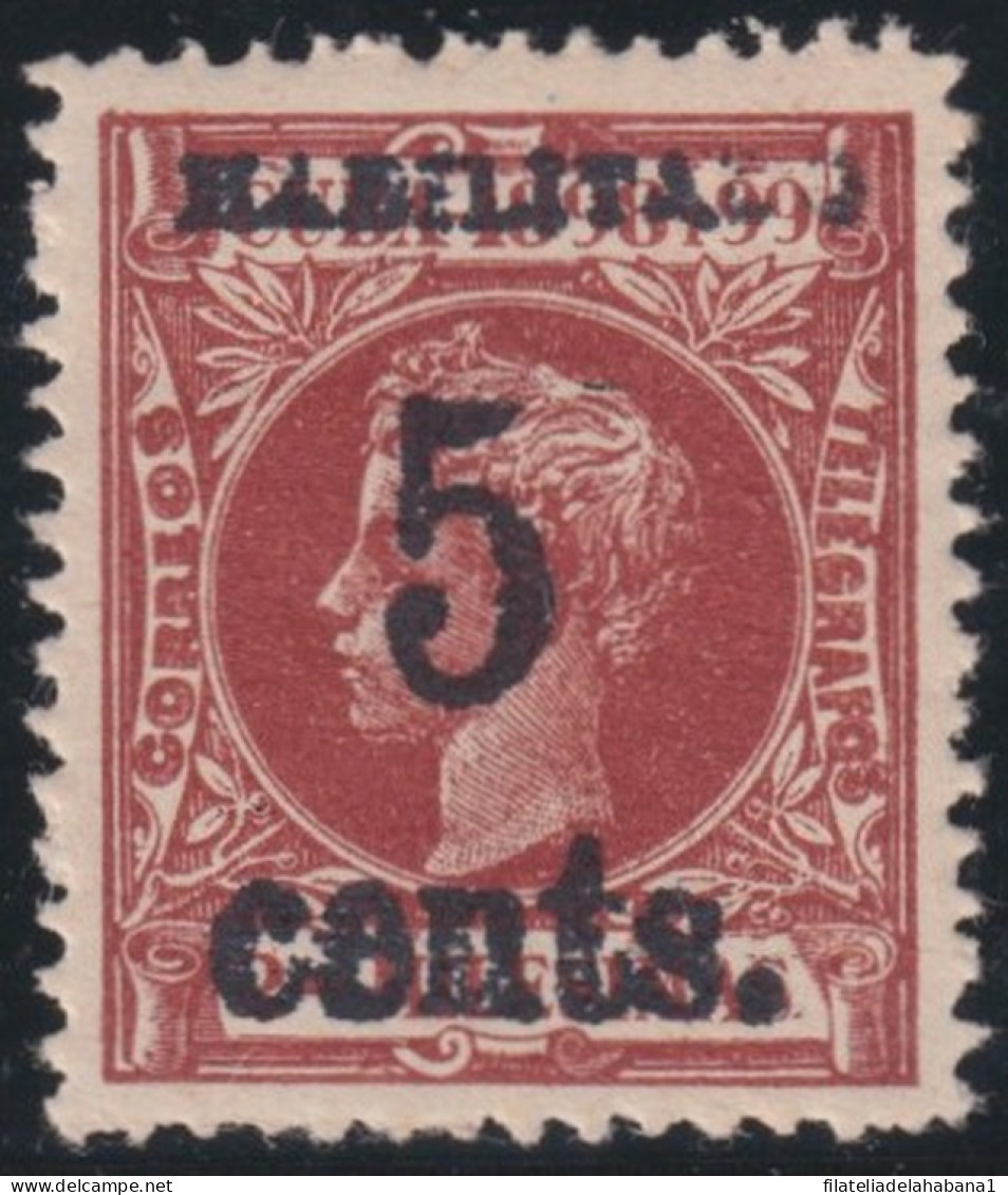 1899-654 CUBA US OCCUPATION 1899 5c S. 5ml. 1º ISSUE. PUERTO PRINCIPE PHILATELIC FORGUERY FALSO FILATELICO. - Ungebraucht