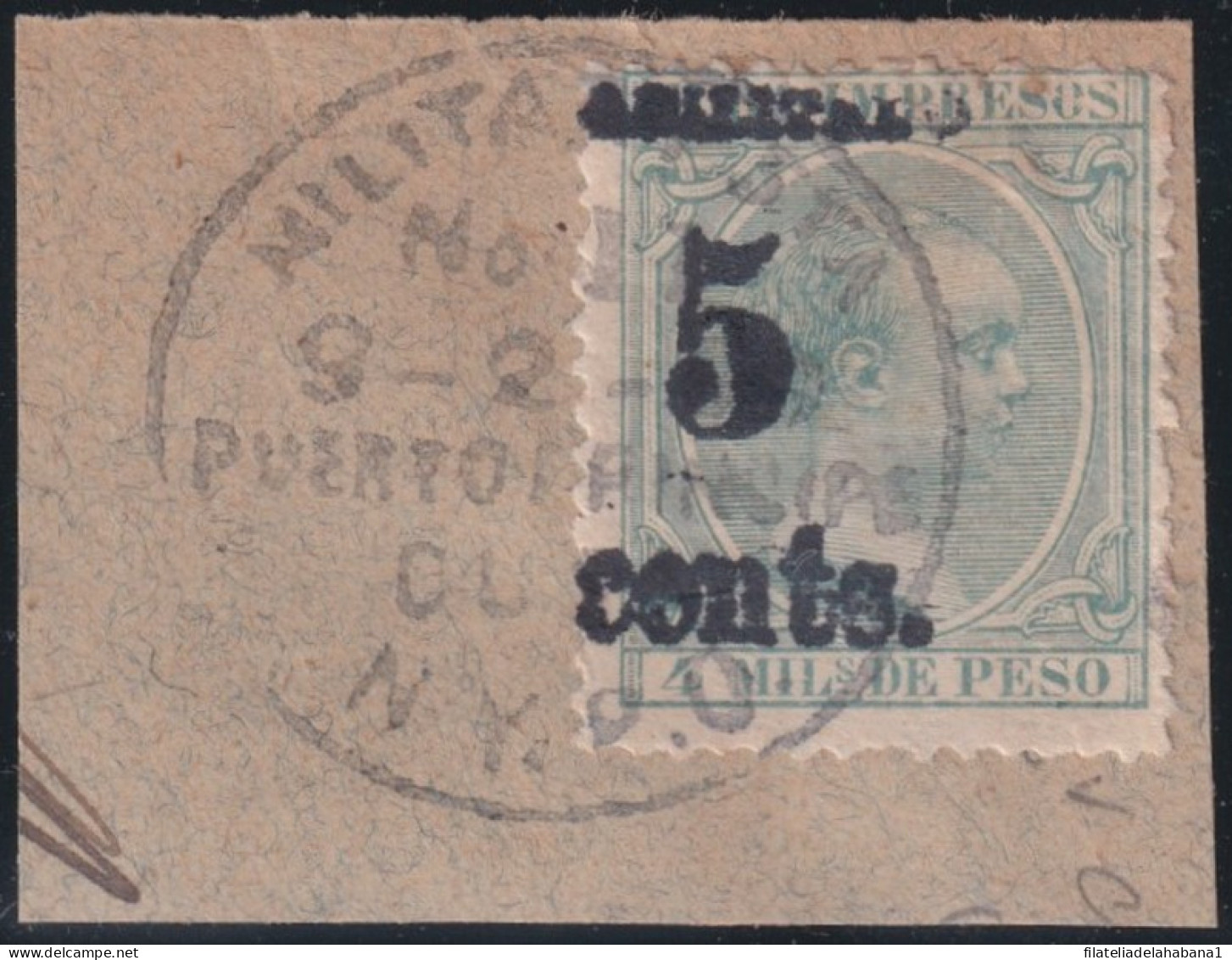 1899-656 CUBA US OCCUPATION 1899 5c S. 1/2 Ml. 3º ISSUE. PUERTO PRINCIPE PHILATELIC FORGUERY FALSO FILATELICO. - Usati