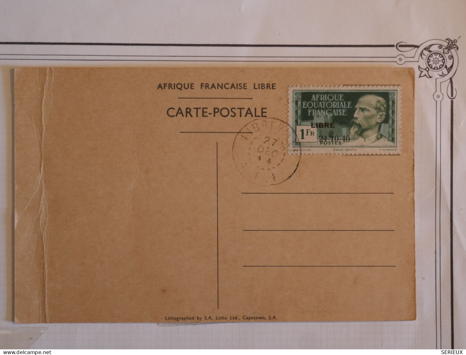 AR 23 AEF FRANCE LIBRE  CARTE GENERAL DE GAULLE  RR 1944 + +AFFR. PLAISANT++ - Covers & Documents