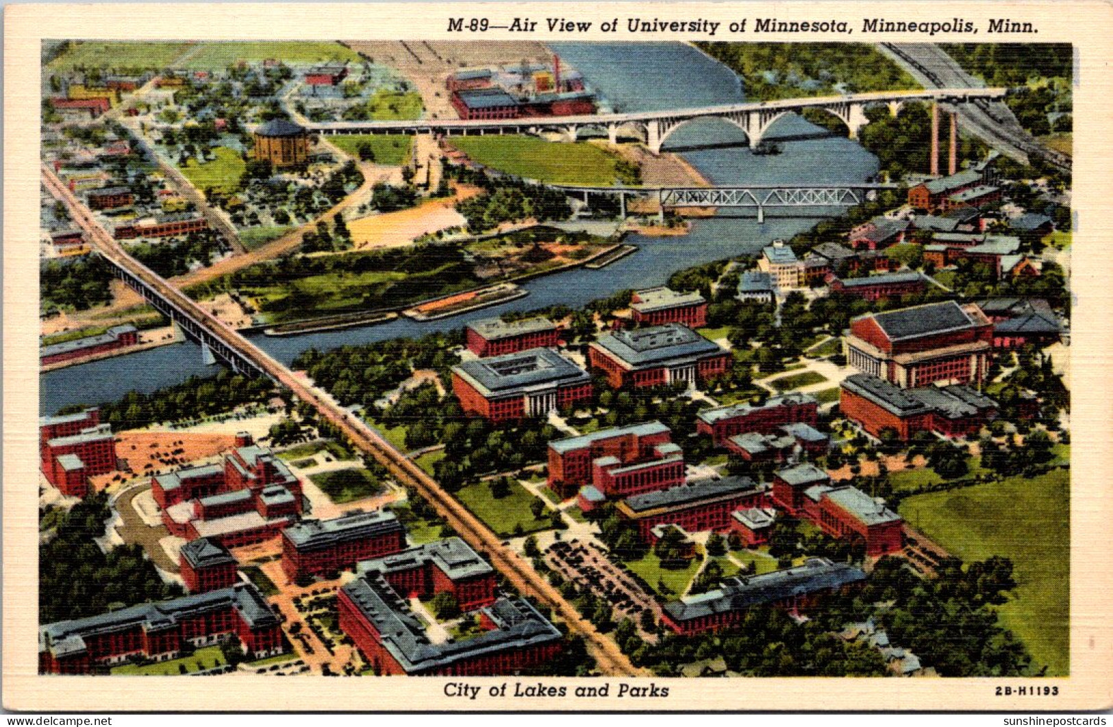 Minnesota Minneapolis Aerial View Of University Of Minnesota Curteich - Minneapolis