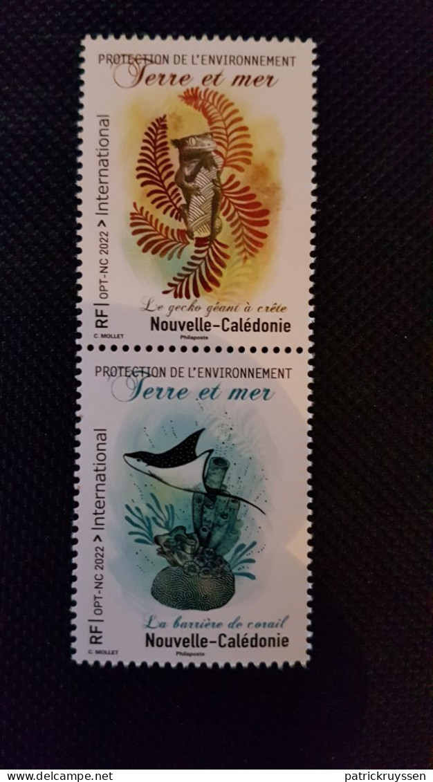 Caledonia 2022 Caledonie Environmental Protection GECKO Reptile Barrier Reef 2v Mnh Se Tenant  GECKO REPTILE  UP - Neufs