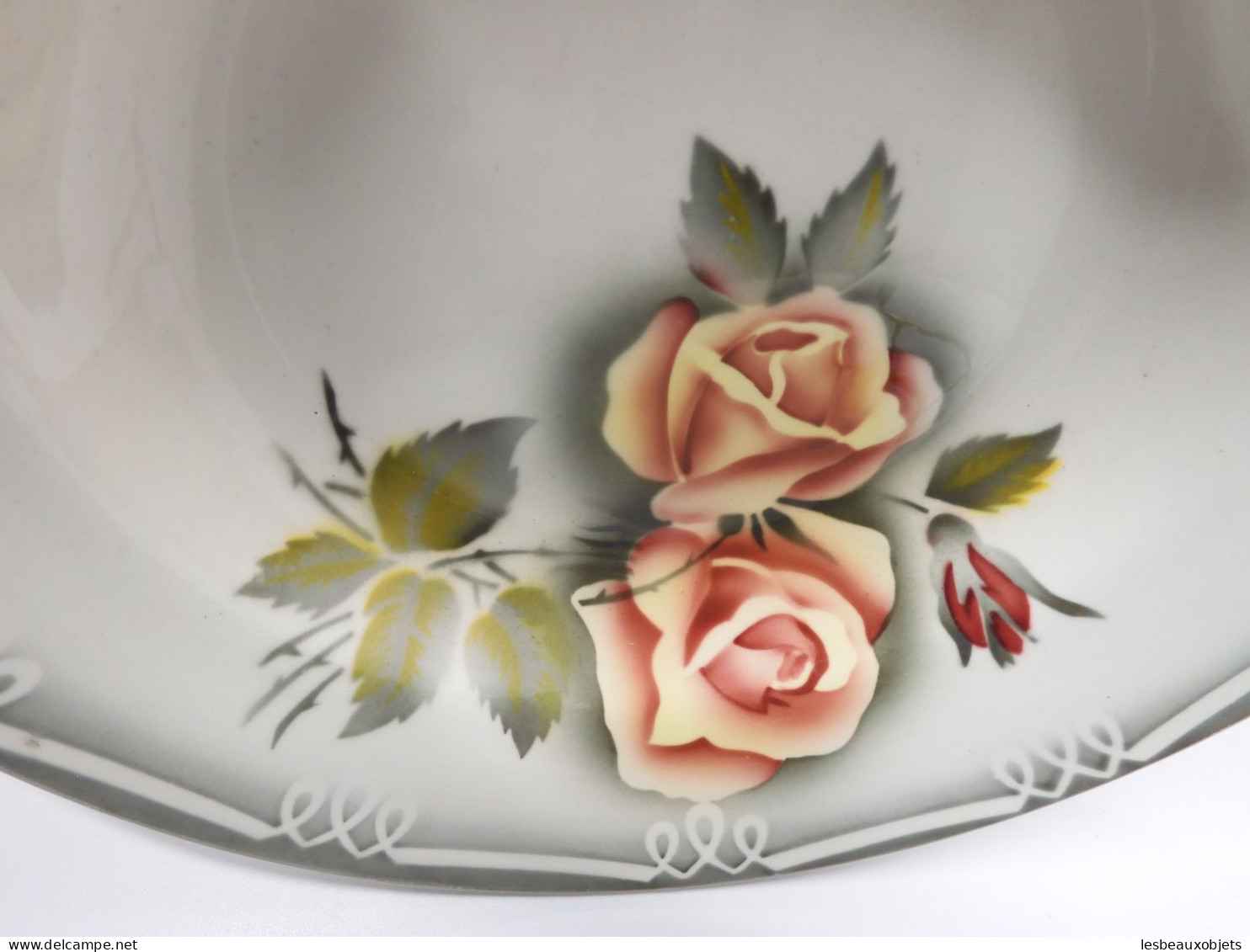 -8 ASSIETTES DEMI CREUSES CERAMIQUE DIGOIN modèle ADELE Roses jaune orangé    E