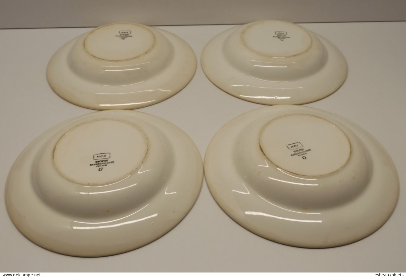 -8 ASSIETTES DEMI CREUSES CERAMIQUE DIGOIN modèle ADELE Roses jaune orangé    E