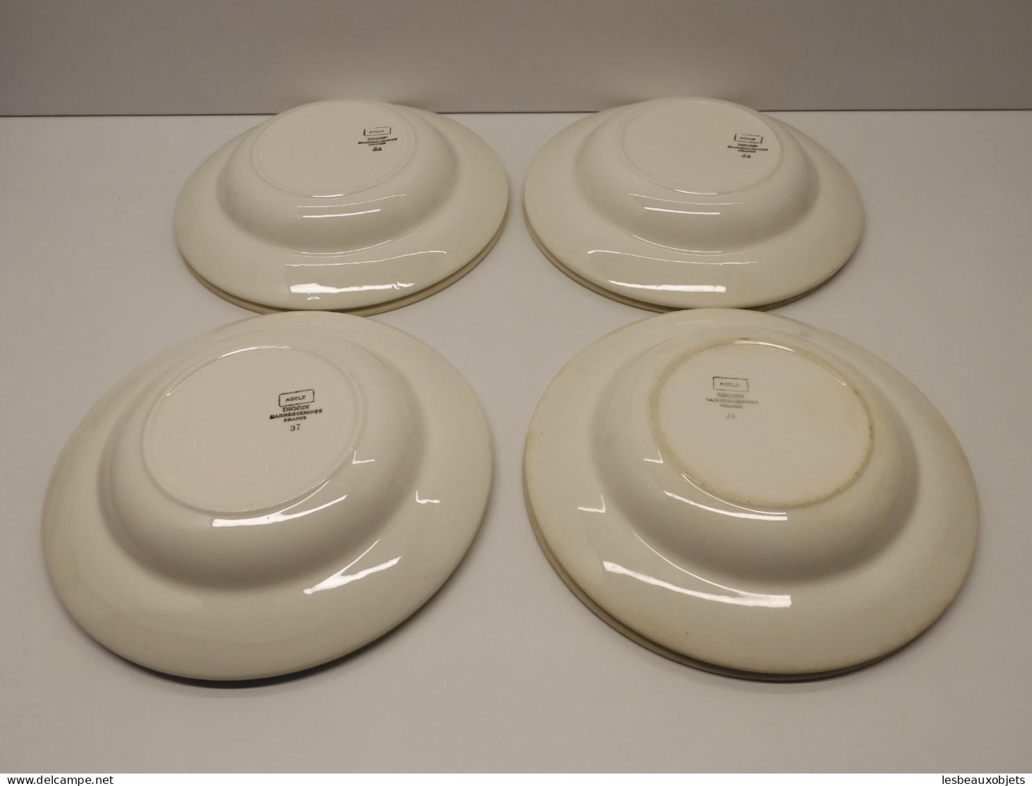 -8 ASSIETTES DEMI CREUSES CERAMIQUE DIGOIN modèle ADELE Roses jaune orangé    E