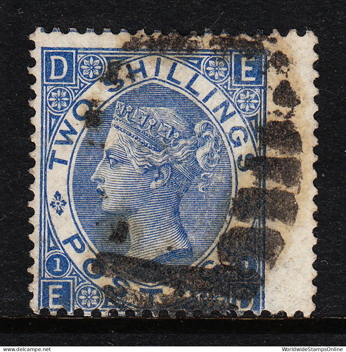 GREAT BRITAIN — SCOTT 55 (SG 119) — VICTORIA 2/- — PLATE 1 — USED — SCV $180.00 - Ungebraucht