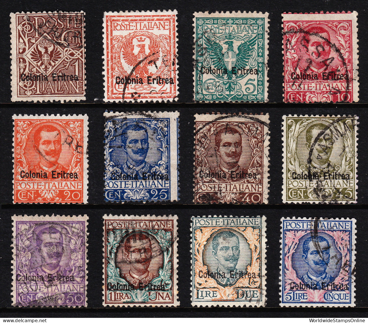 ERITREA — SCOTT 19//33 — 1903-25 VALUES — USED — SCV $255.65 - Eritrea