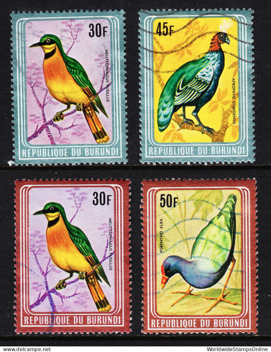 BURUNDI — SCOTT 585v — 1980 BIRDS WITH METALLIC FRAMES — USED - Usados