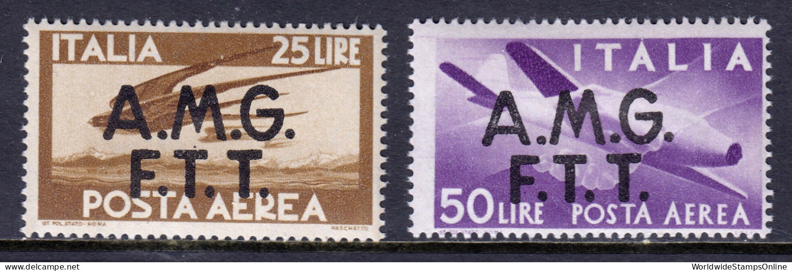 ITALY — TRIESTE — SCOTT C5,C6 — OCCUPATION AMG OVERPRINT — MH — SCV $139.00 - Airmail