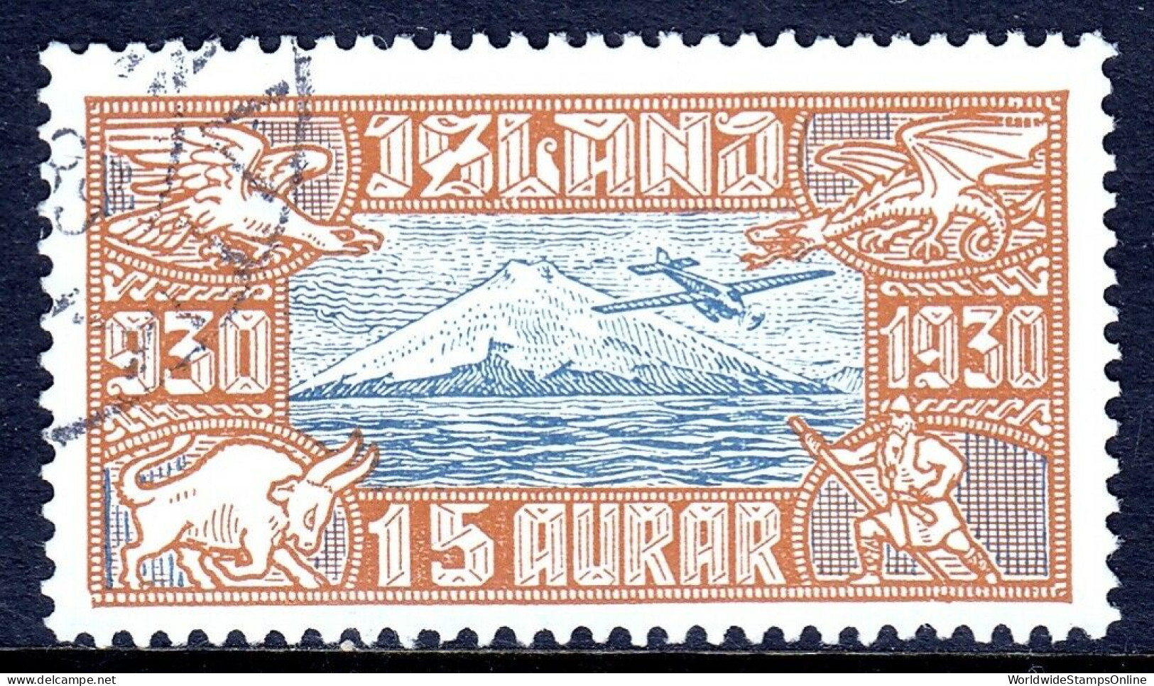 ICELAND — SCOTT C4 — 15A SNAEFELLSJOKULL AIRMAIL — USED — VF — SCV $60 - Poste Aérienne