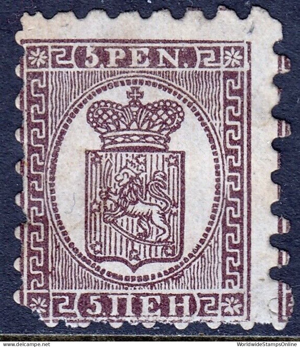 FINLAND — SCOTT 12b — 1873 5p COAT OF ARMS ROULETTE TYPE I — MH — SCV $300 - Nuevos