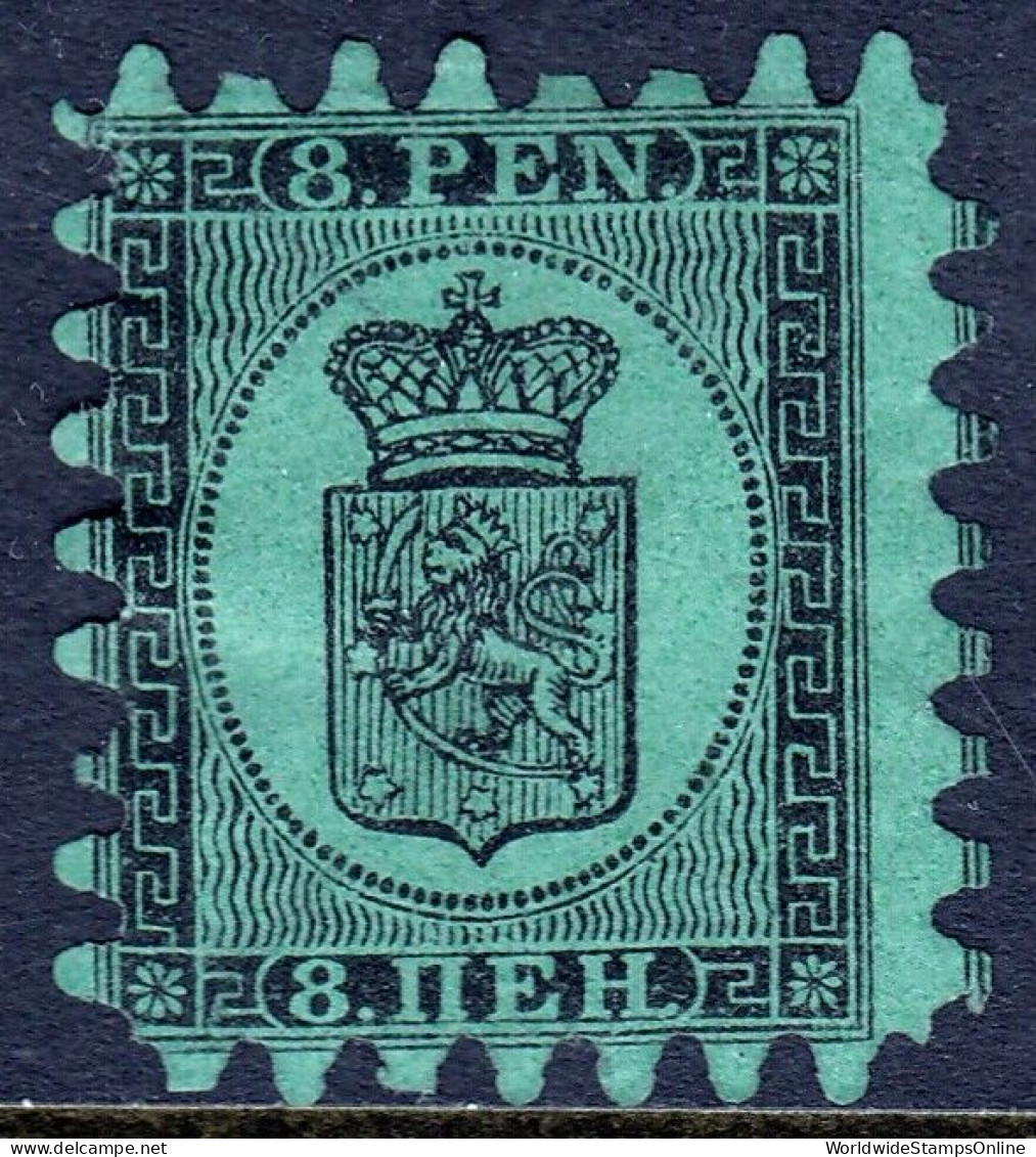 FINLAND — SCOTT 7 — 18767 8p COAT OF ARMS ROULETTE TYPE III — MNG — SCV $325 - Ongebruikt